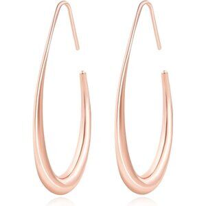 Lightweight Teardrop Rose Gold Earrings Women's 14k Plated Large Oval Design